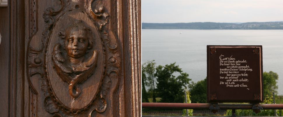 Danksagungstafel auf der Terrasse vor dem Kloster Birnau Kloster Birnau