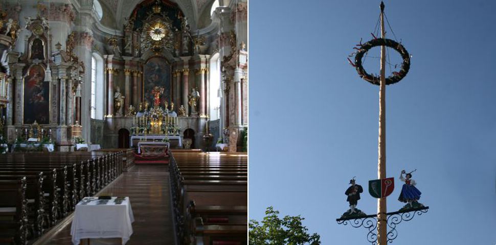 Kirche und Maibaum in St. Johann St. Johann